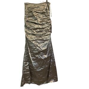 Nicole Miller Metallic Taupe Strapless Maxi Cocktail Dress size 6